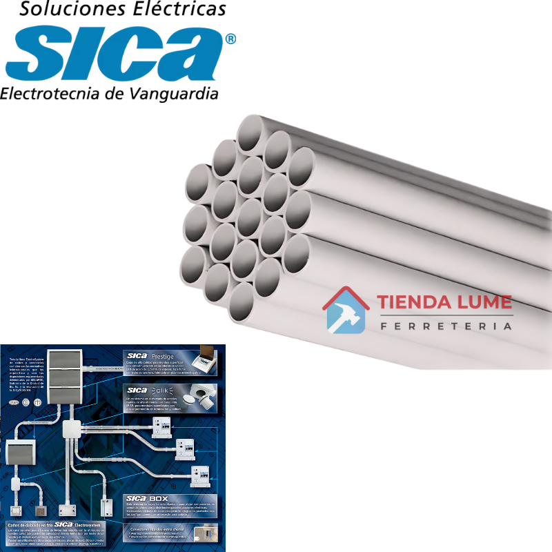 Caño Sica Electrosystem Rigido 25 Mm x 1 Metro