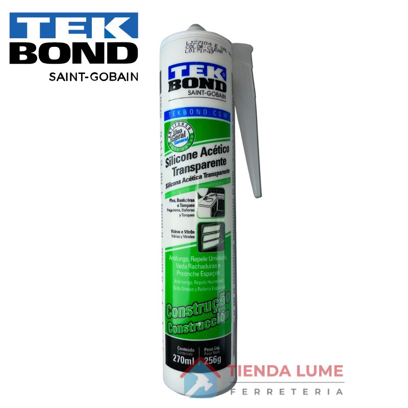 TekBond Silicona Acética Transparente 270ML/256Grs