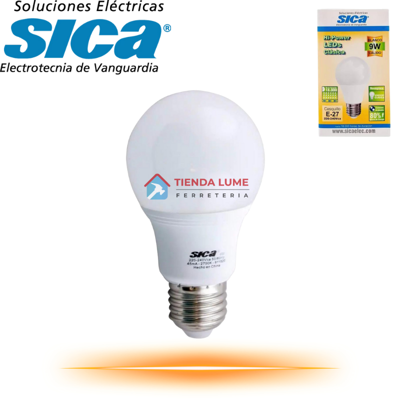 Lampara Tipo Clasica 9W Led Sica Calida 911528 *