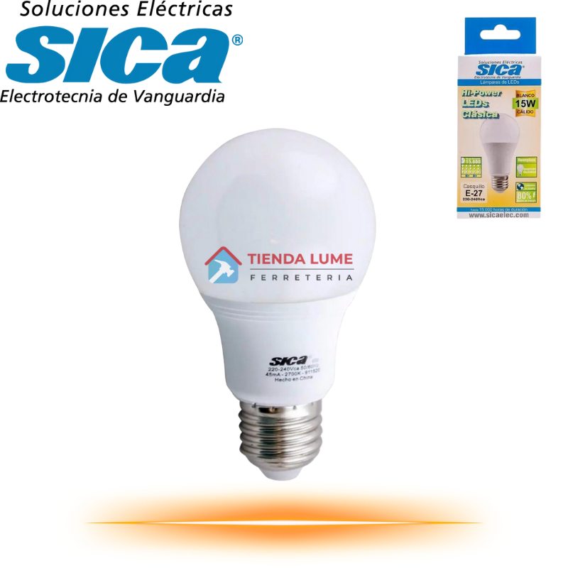 Lampara Tipo Clasica 15W Led Sica Calido 911592*