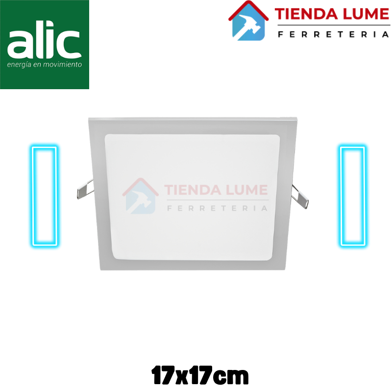 Plafon Led Alic Cuadrado Embutir 12W Dia