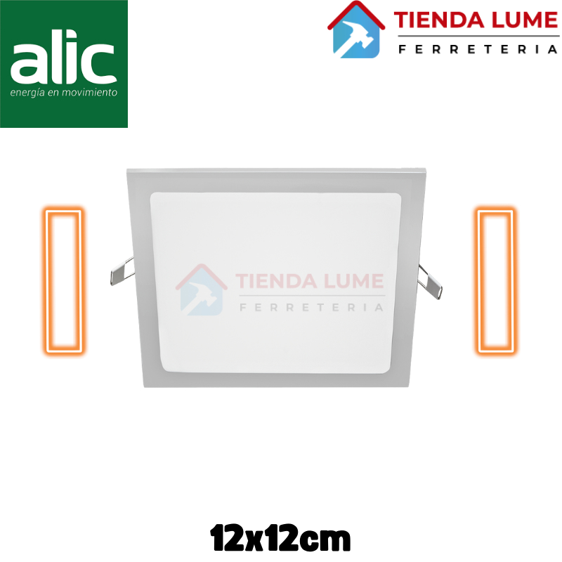 Plafon Led Alic Cuadrado Embutir 6W Calida