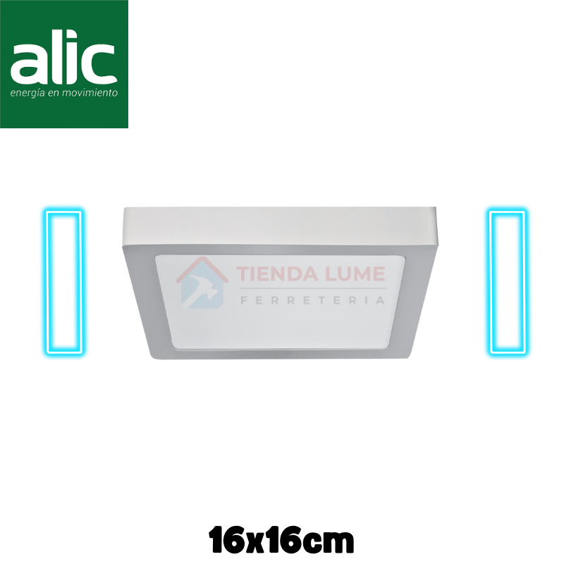 Plafon Led Alic Cuadrado Exterior 12W Dia