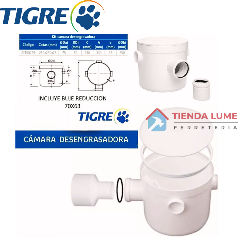 Tigre Kit Camara Desengrasadora 25X23X075 C/Reduc.75X63