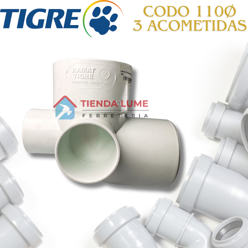 Codo Pvc 110 C/3 Acometidas Tigre Ramat