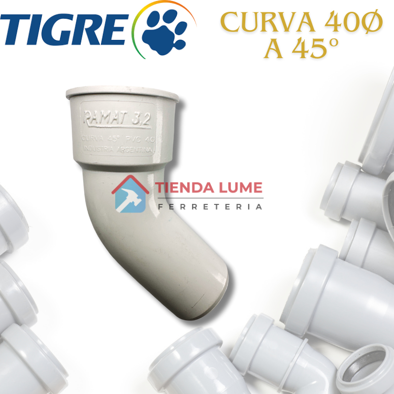 Curva Pvc 40 A 45 MH Tigre Ramat