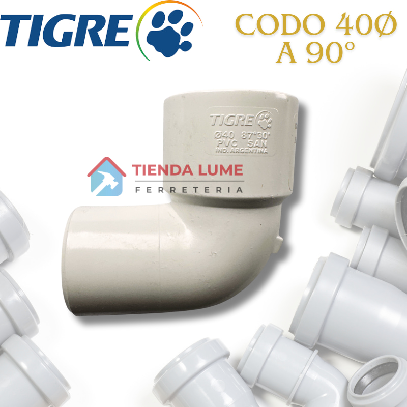 Codo De Pvc De 40 A 90° Mh Tigre Ramat 3.2