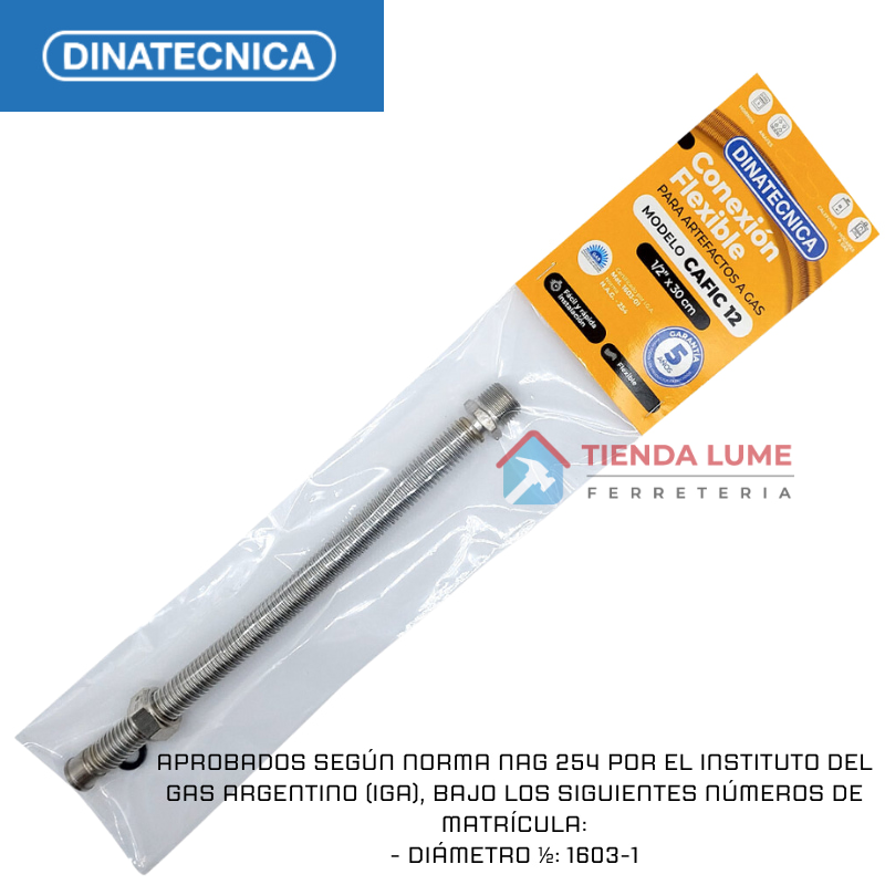 Dinatecnica Flexible Gas Aprobado 1/2X30 Cm