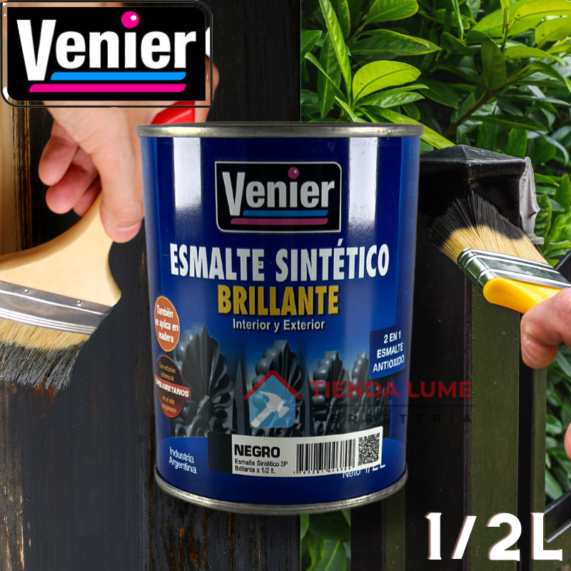 Venier Esmalte Sintetico Negro Brillante x 1/2L