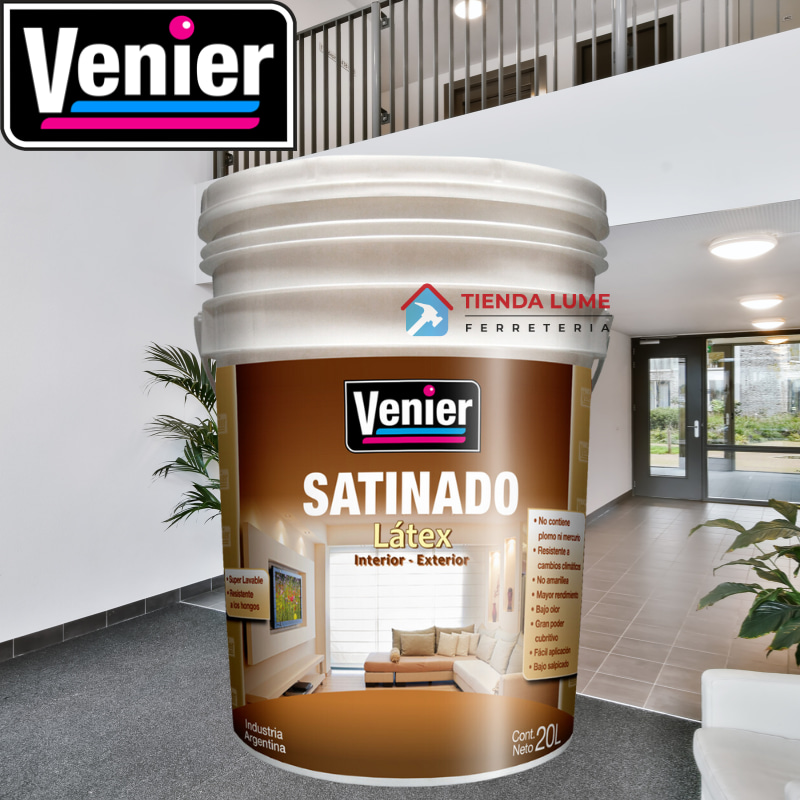 Venier Latex Satinado Interior - Exterior Blanco 20 L