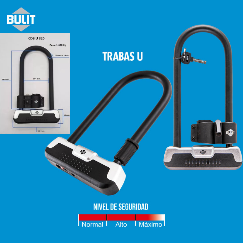 Candado Traba U De 320 Mm Moto Bici Max Seguridad