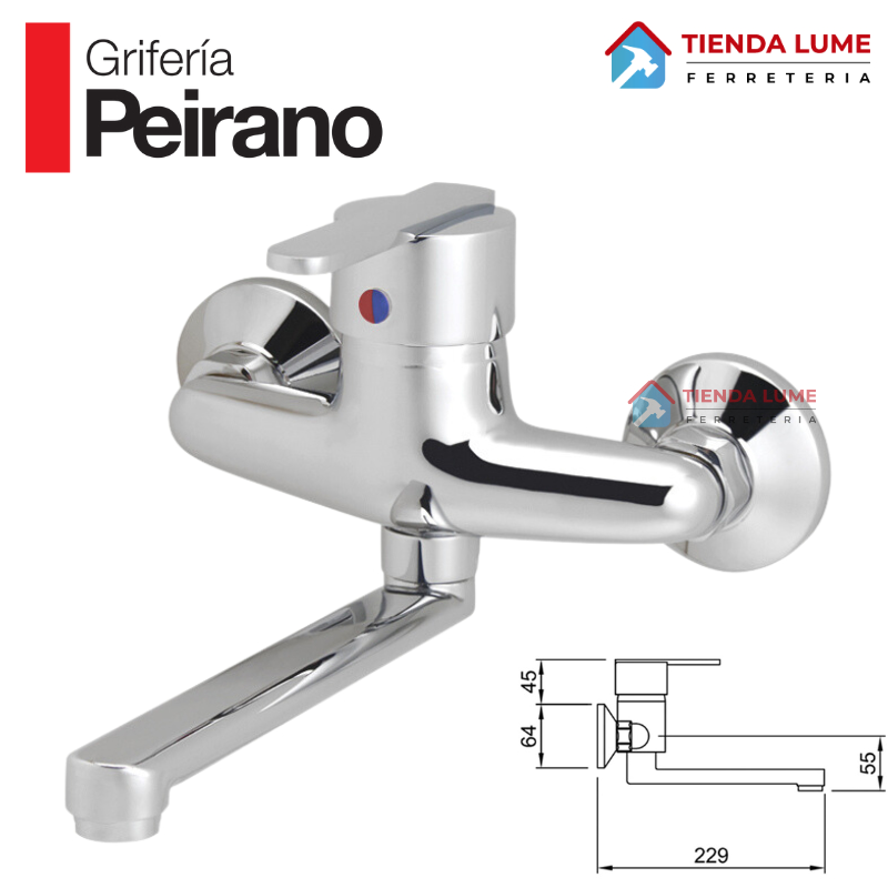 Bilbao  Canilla Monocomando Cocina Pared 54-130 Peirano 