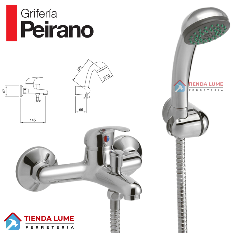 Lugo Ducha Exterior C/ Transferencia Monocomando Baño 83-133 Peirano 