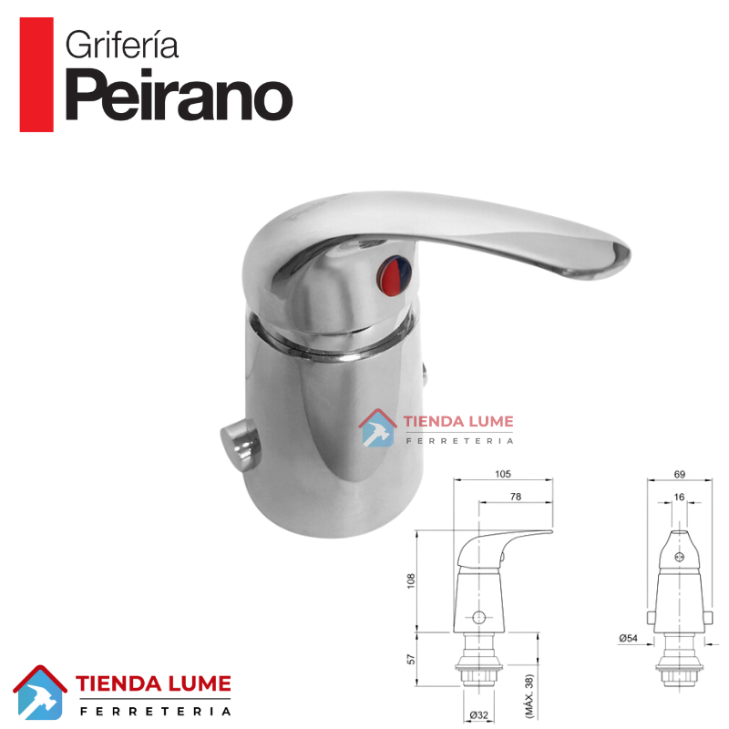 Lugo Canilla Monocomando Bidet 70-133 Peirano 